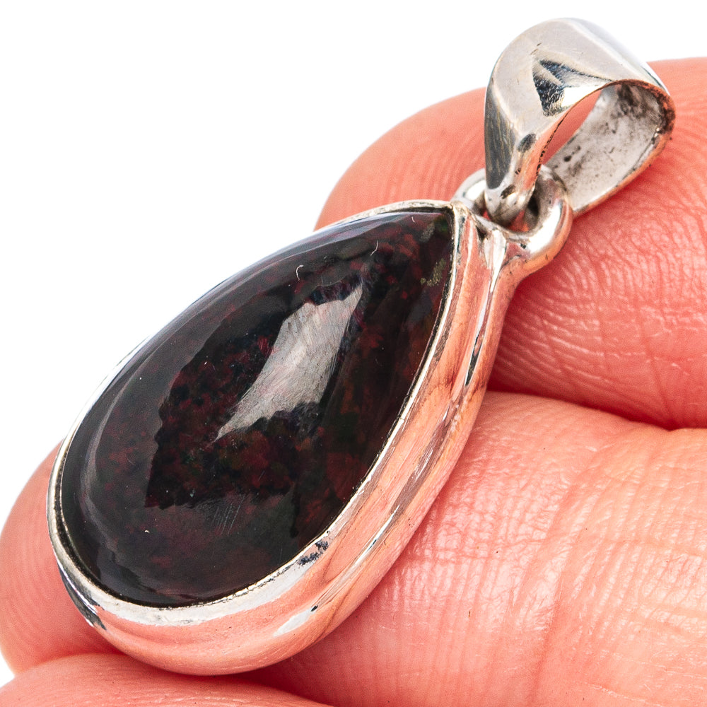 Large Rare Black Opal Pendant 1 1/8" (925 Sterling Silver) P43451