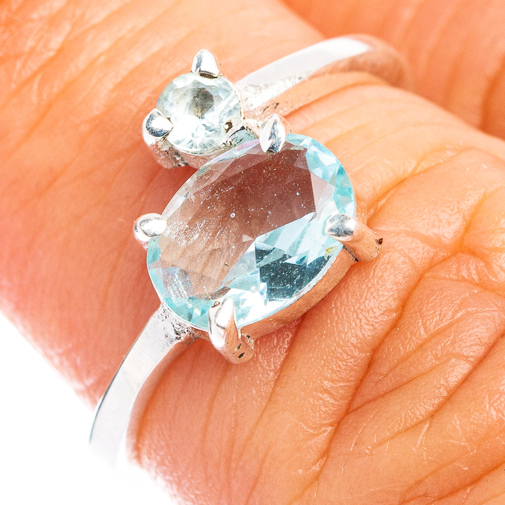Blue Topaz Dainty Ring Size 5.75 (.925 Sterling Silver)