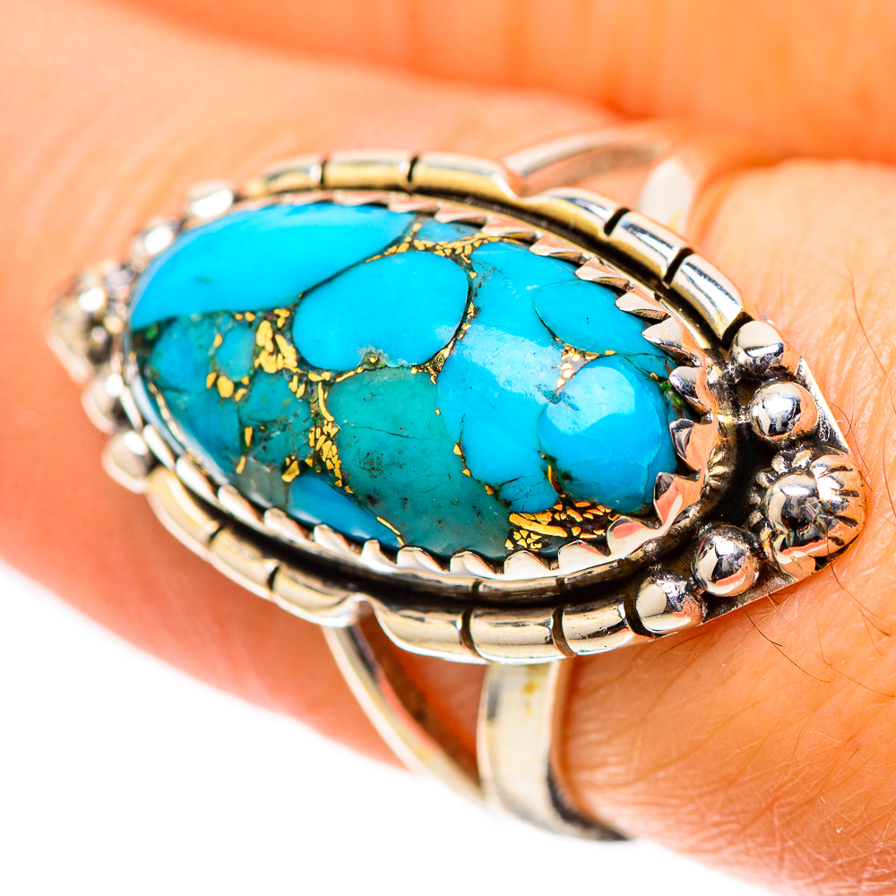 Blue Copper Composite Turquoise Ring Size 7.5 (925 Sterling Silver) RING139721