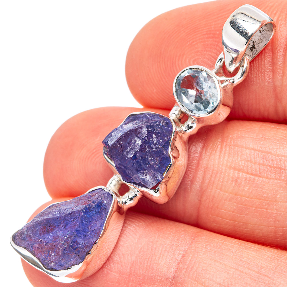 Tanzanite, Blue Topaz Pendant 1 3/4" (.925 Sterling Silver)