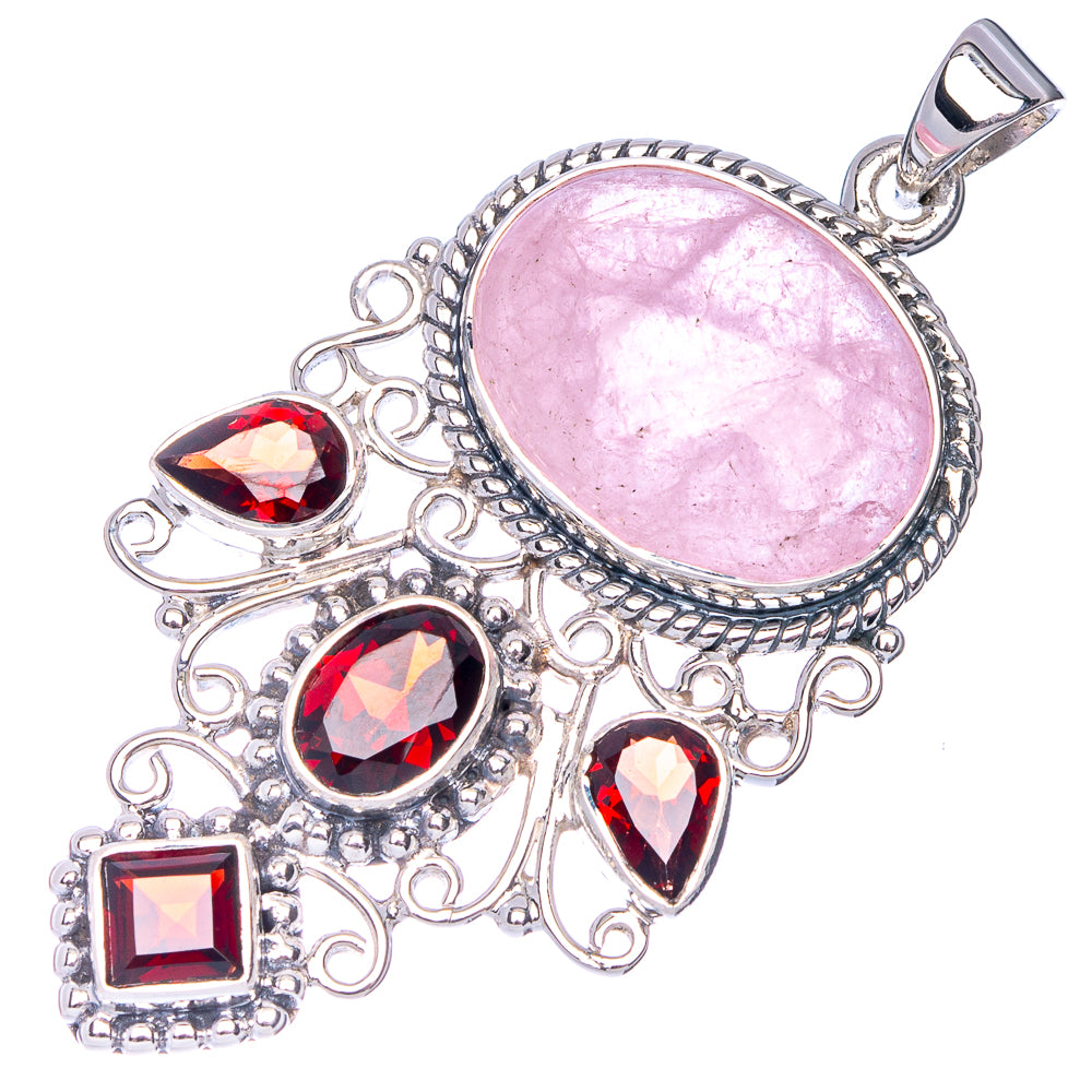 Signature Morganite, Garnet Pendant 2" (925 Sterling Silver) P41178