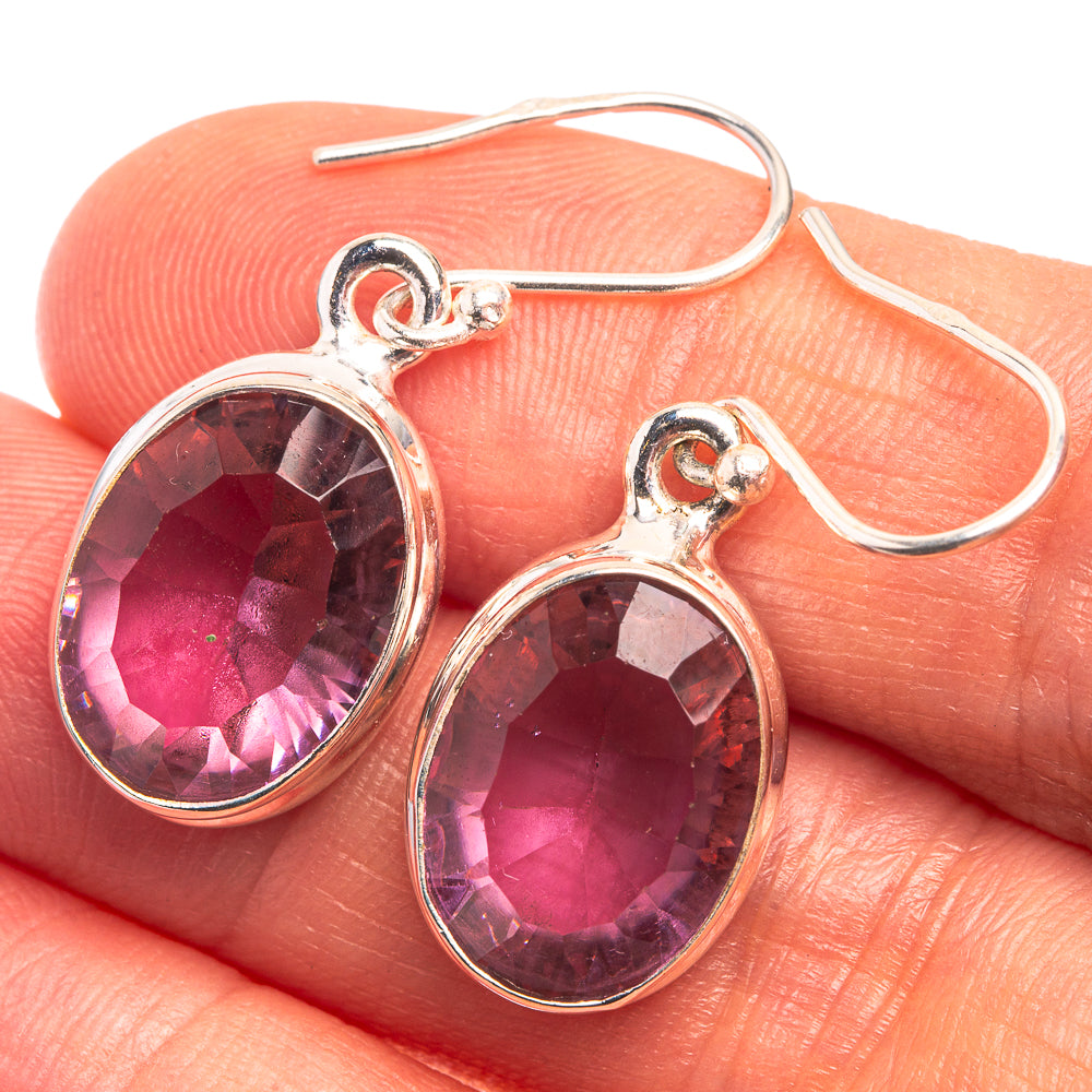 Faceted Alexandrite (Lab.) Earrings 1 1/4" (925 Sterling Silver) E432379
