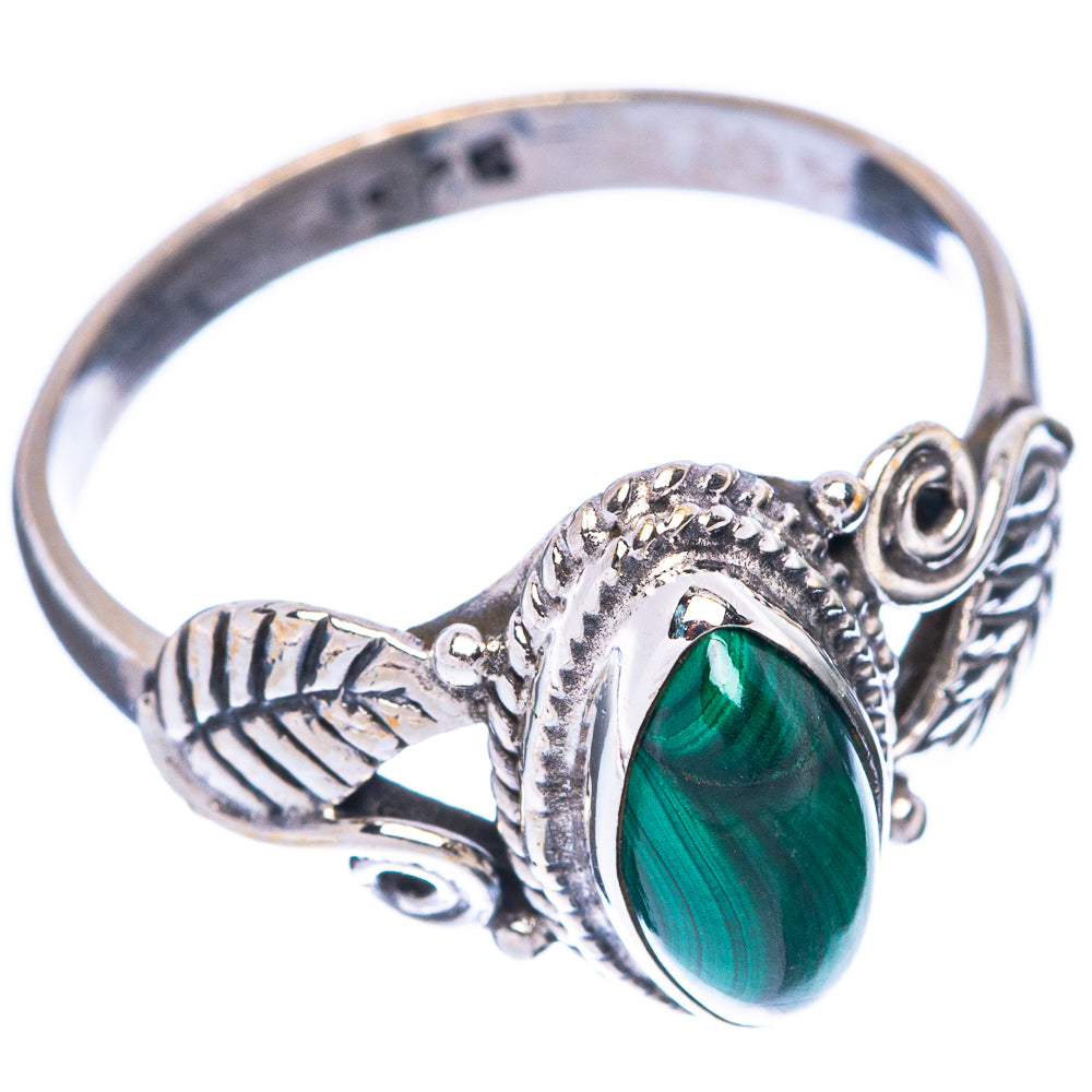 Malachite Leaf 925 Sterling Silver Ring Size 8 (925 Sterling Silver) R5345