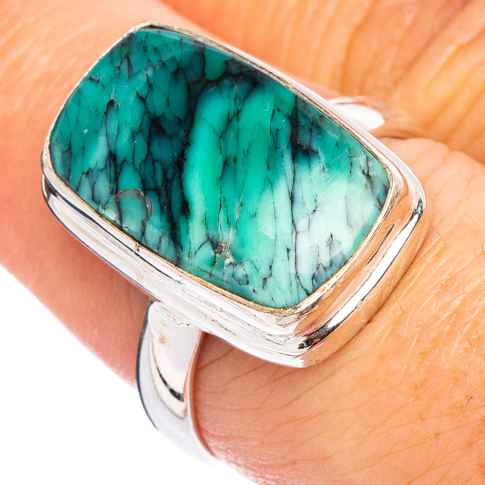 Rare Black Bridge Variscite Ring Size 7.75 (.925 Sterling Silver)