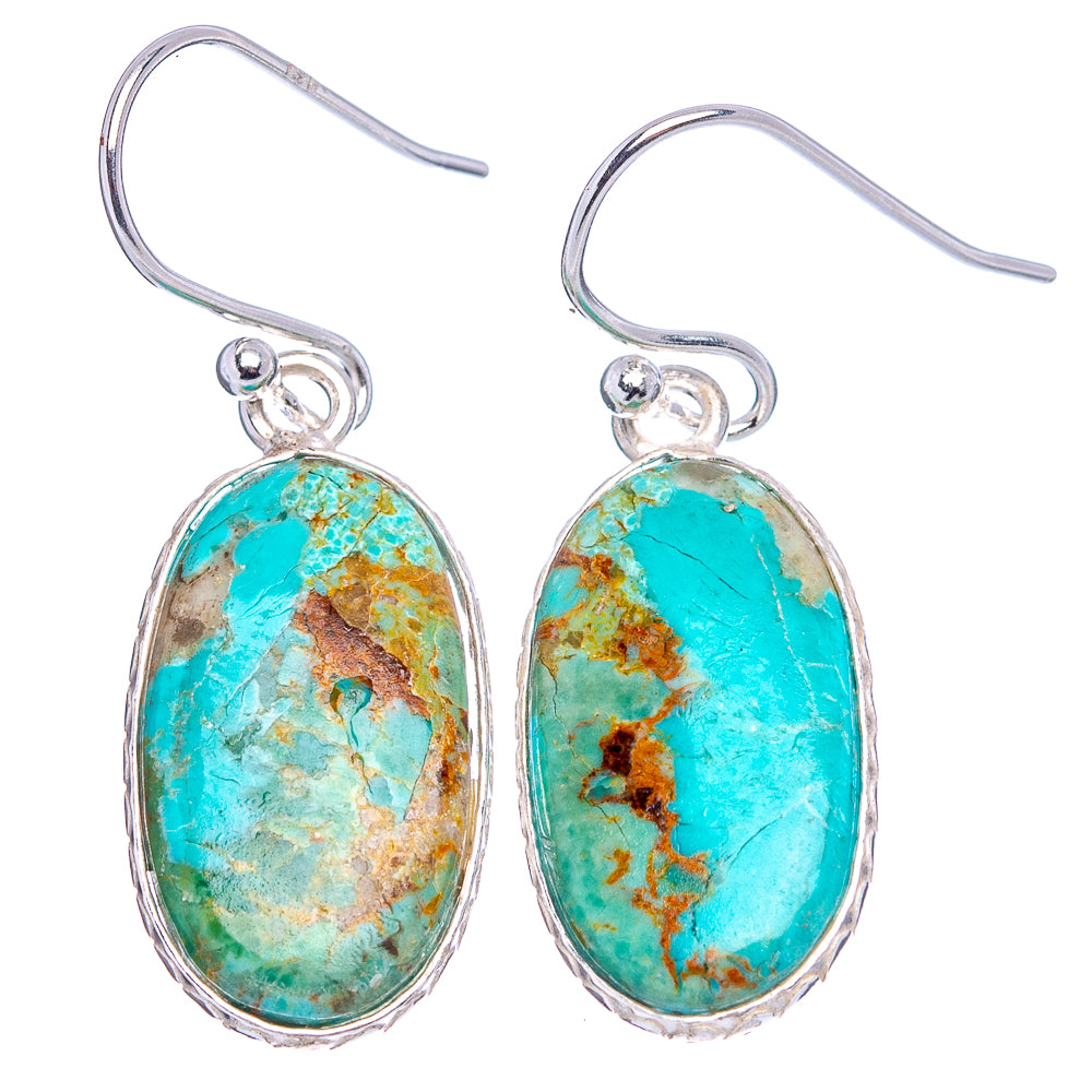 Mohave Turquoise Earrings 1 3/8" (.925 Sterling Silver)