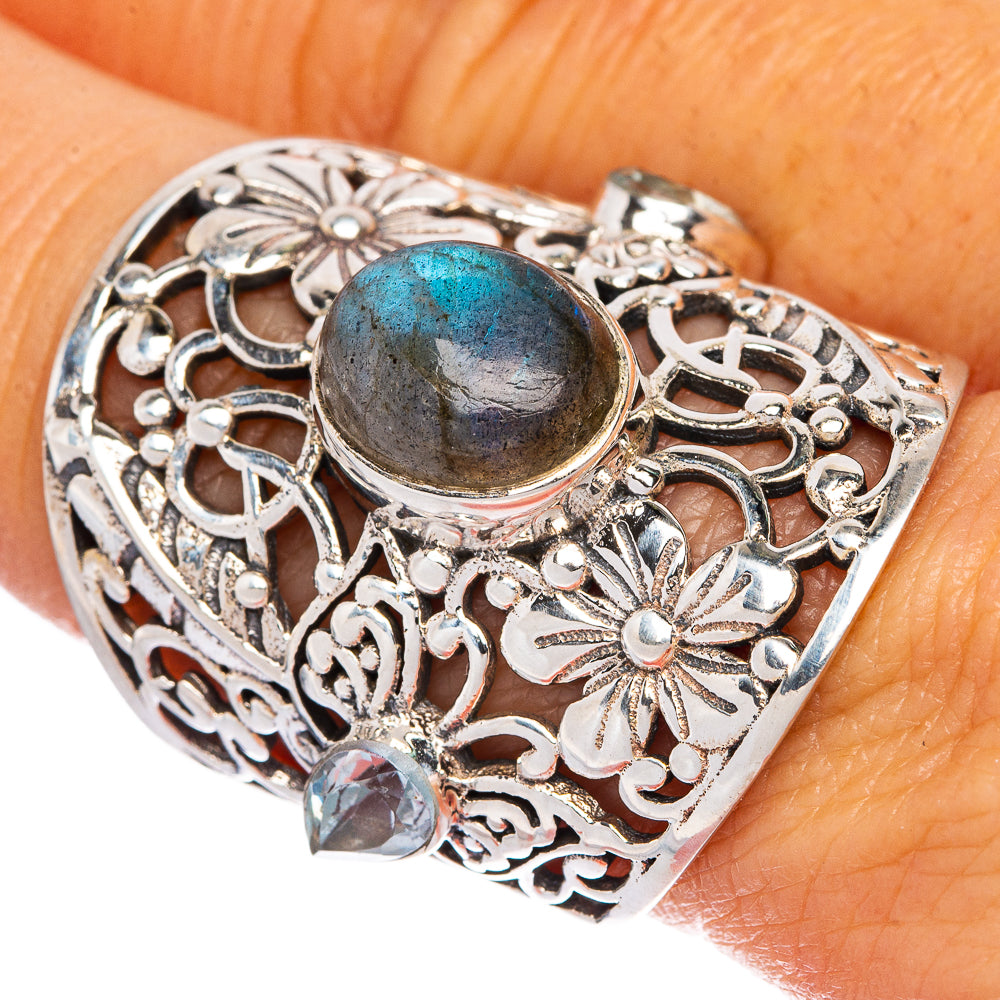 Large Labradorite Ring Size 7.5 (925 Sterling Silver) R1321