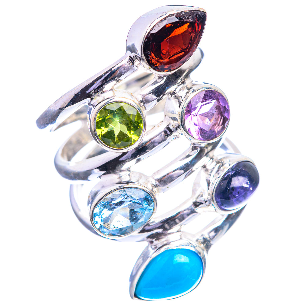 Large Garnet, Peridot, Amethyst, Blue Topaz, Tanzanite, Sleeping Beauty Turquoise Ring Size 6 (925 Sterling Silver) R143203