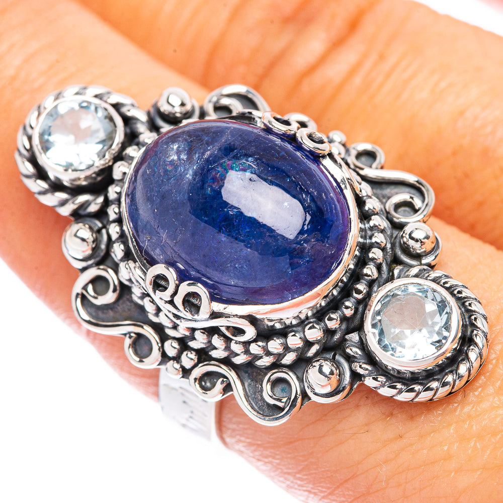 Signature Natural Tanzanite, Blue Topaz Ring Size 7.75 (925 Sterling Silver) R1796