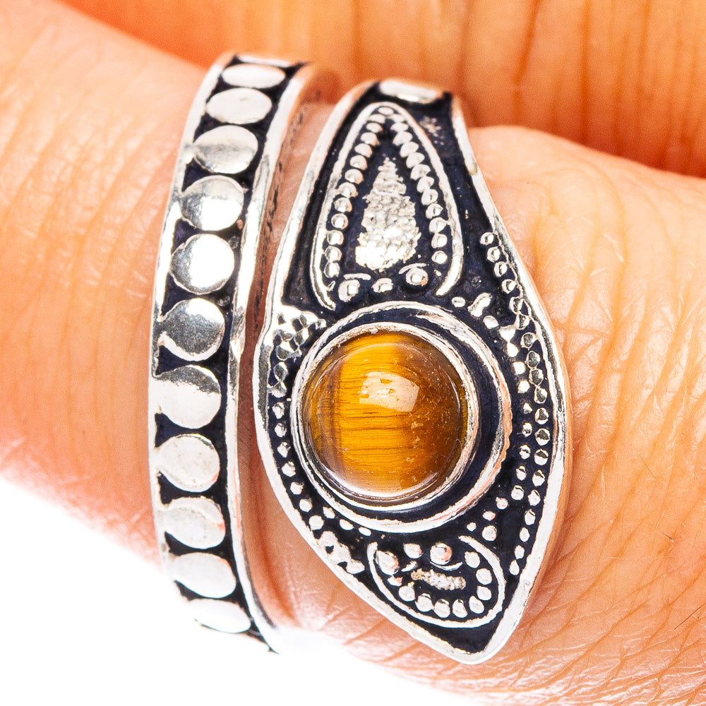 Tiger Eye Dainty Ring Size 6 Adjustable (925 Sterling Silver) R5225