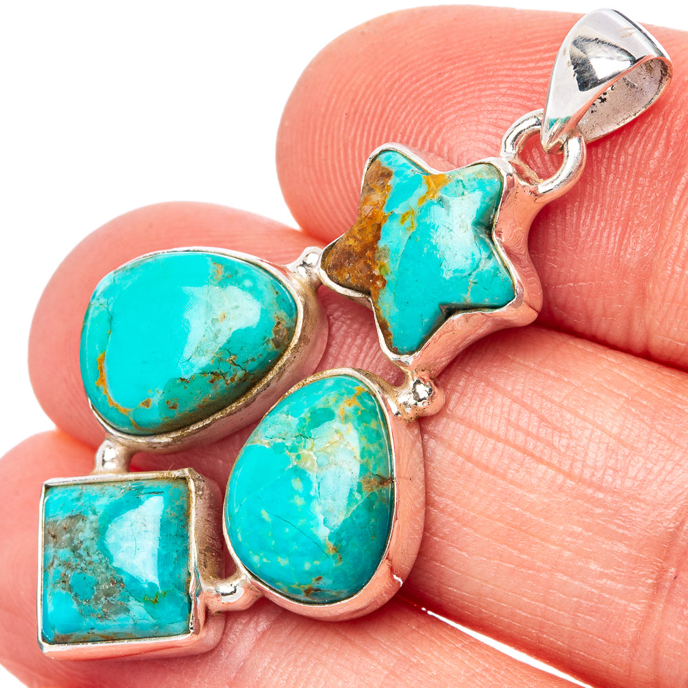 Kingman Turquoise Star Pendant 1 5/8" (925 Sterling Silver) P42756