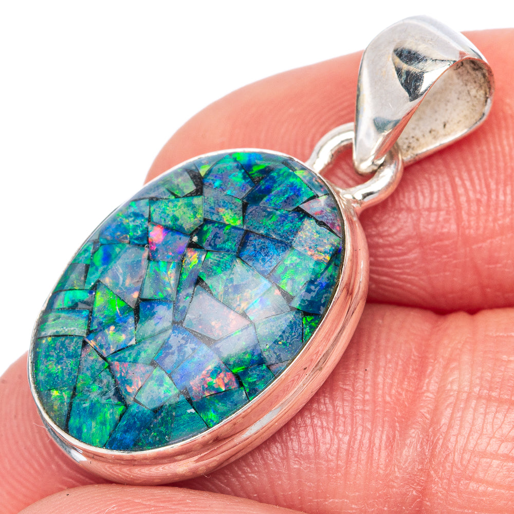Rare Triplet Opal Pendant 1 1/8" (925 Sterling Silver) P41358
