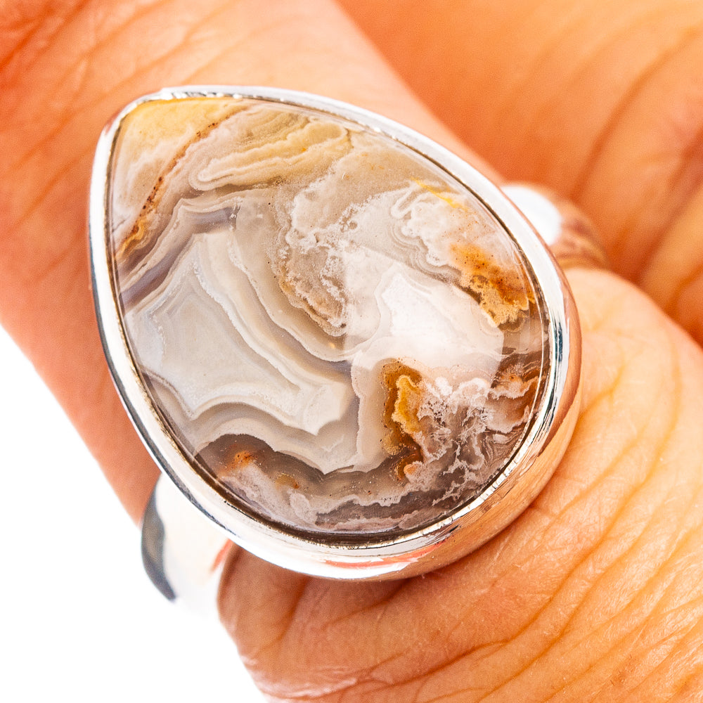 Laguna Lace Agate Ring Size 6.75 (.925 Sterling Silver)