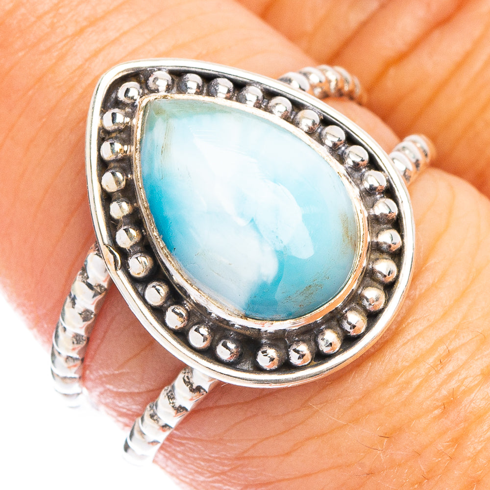 Rare Larimar Ring Size 8 (925 Sterling Silver) R7795