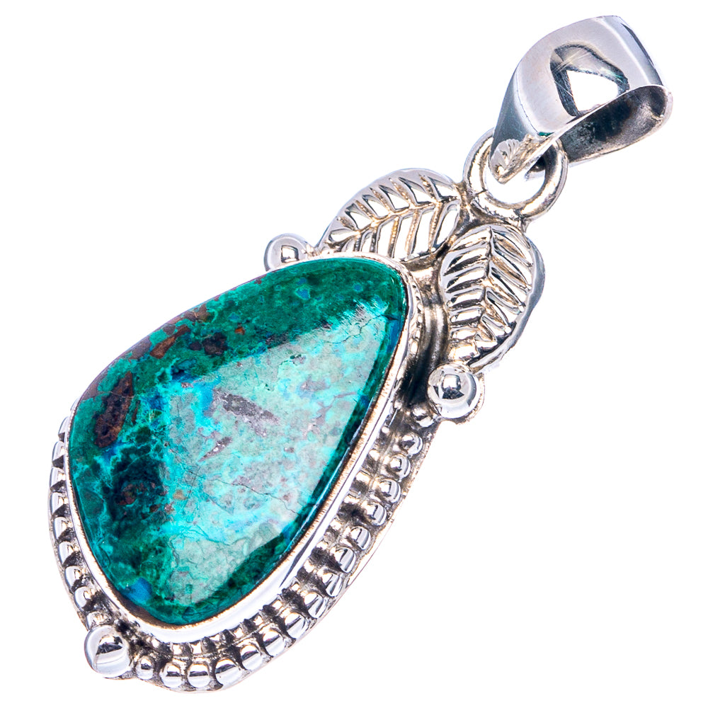 Malachite In Chrysocolla Pendant 1 3/8" (.925 Sterling Silver)