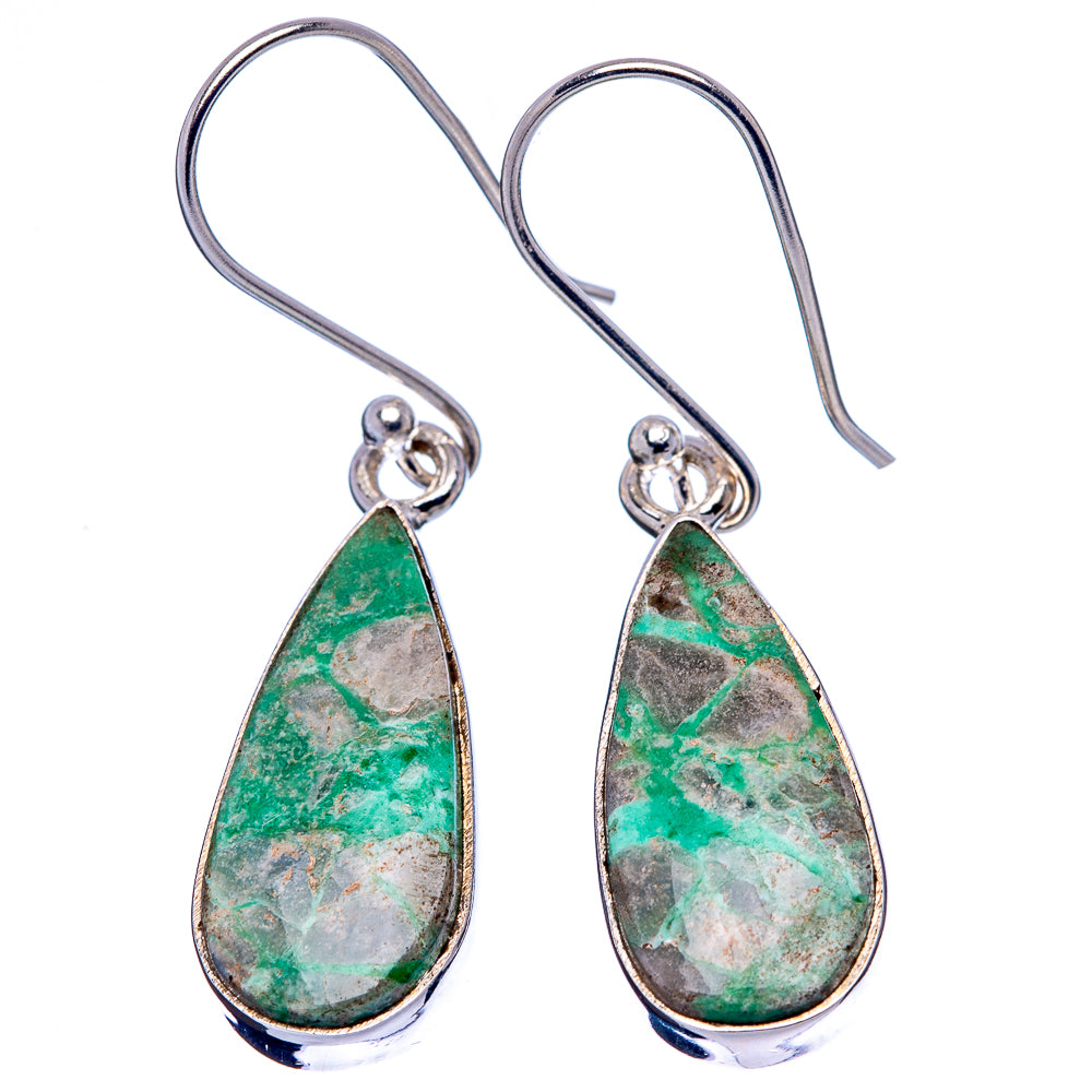Variscite Earrings 1 5/8" (.925 Sterling Silver)
