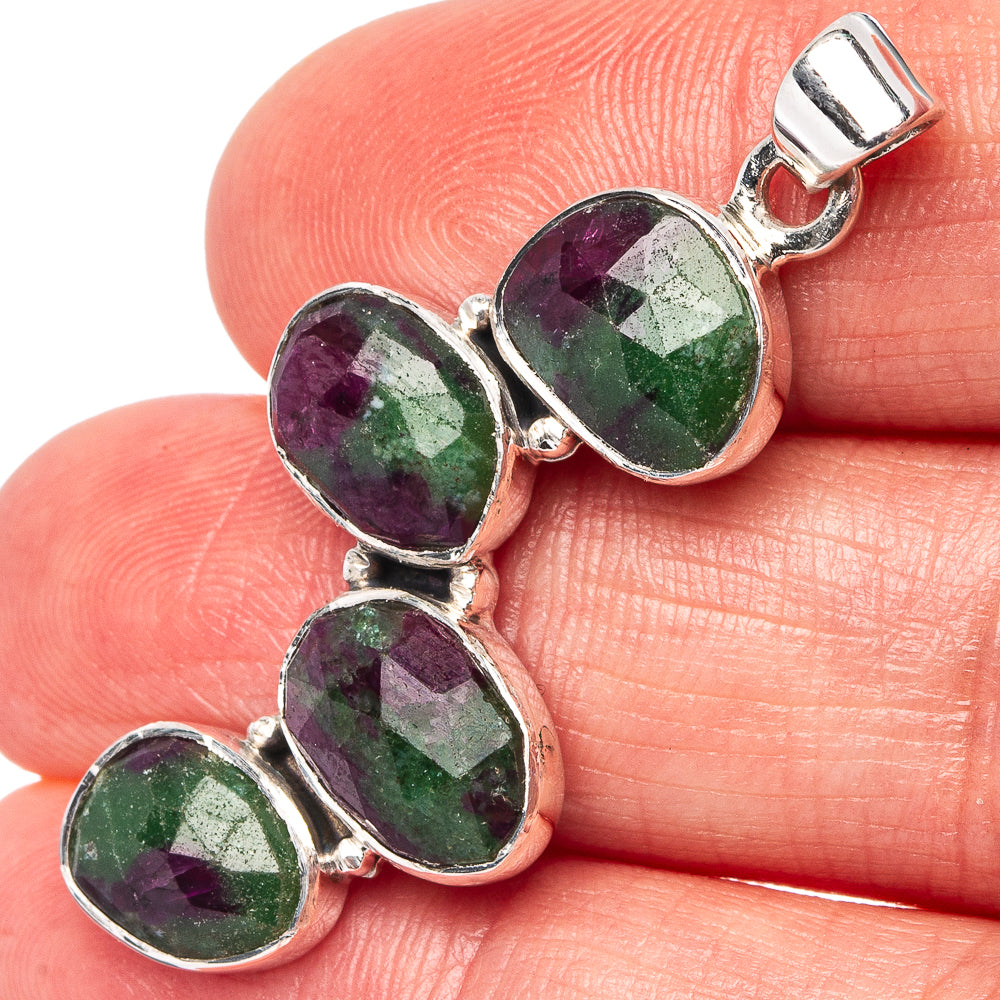 Premium Ruby Zoisite Pendant 1 5/8" (.925 Sterling Silver)