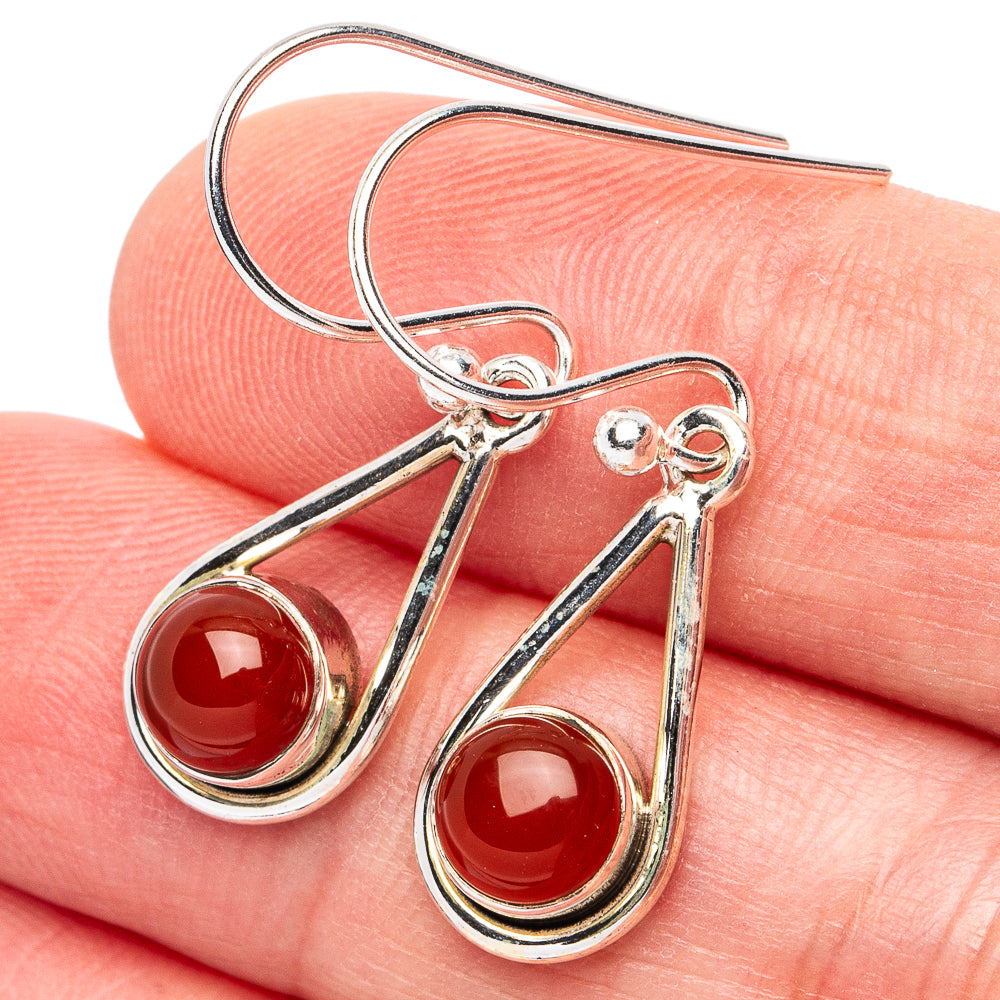 Red Onyx Earrings 1 1/4" (925 Sterling Silver) E2994