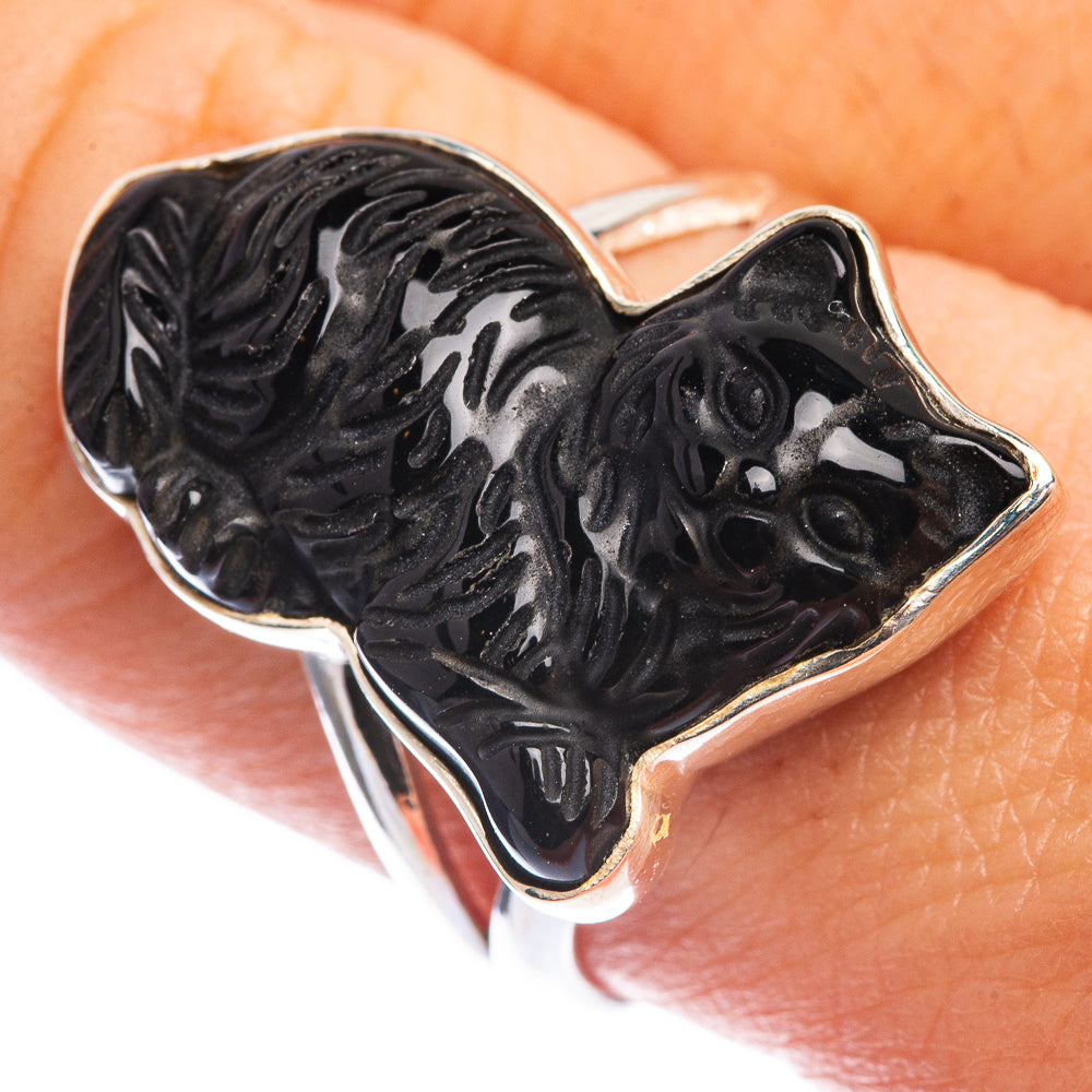 Black Onyx Cat Ring Size 8.5 (925 Sterling Silver) RING143232