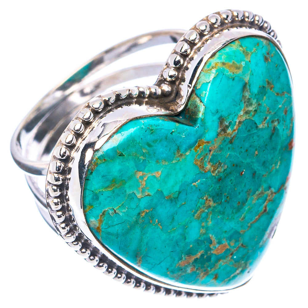 Mohave Turquoise Heart Ring Size 8 (.925 Sterling Silver)