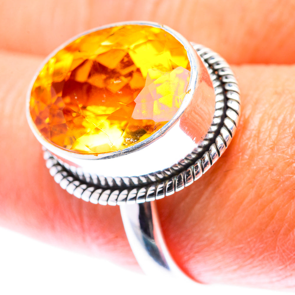 Faceted Citrine Ring Size 8.5 (925 Sterling Silver) RING140123