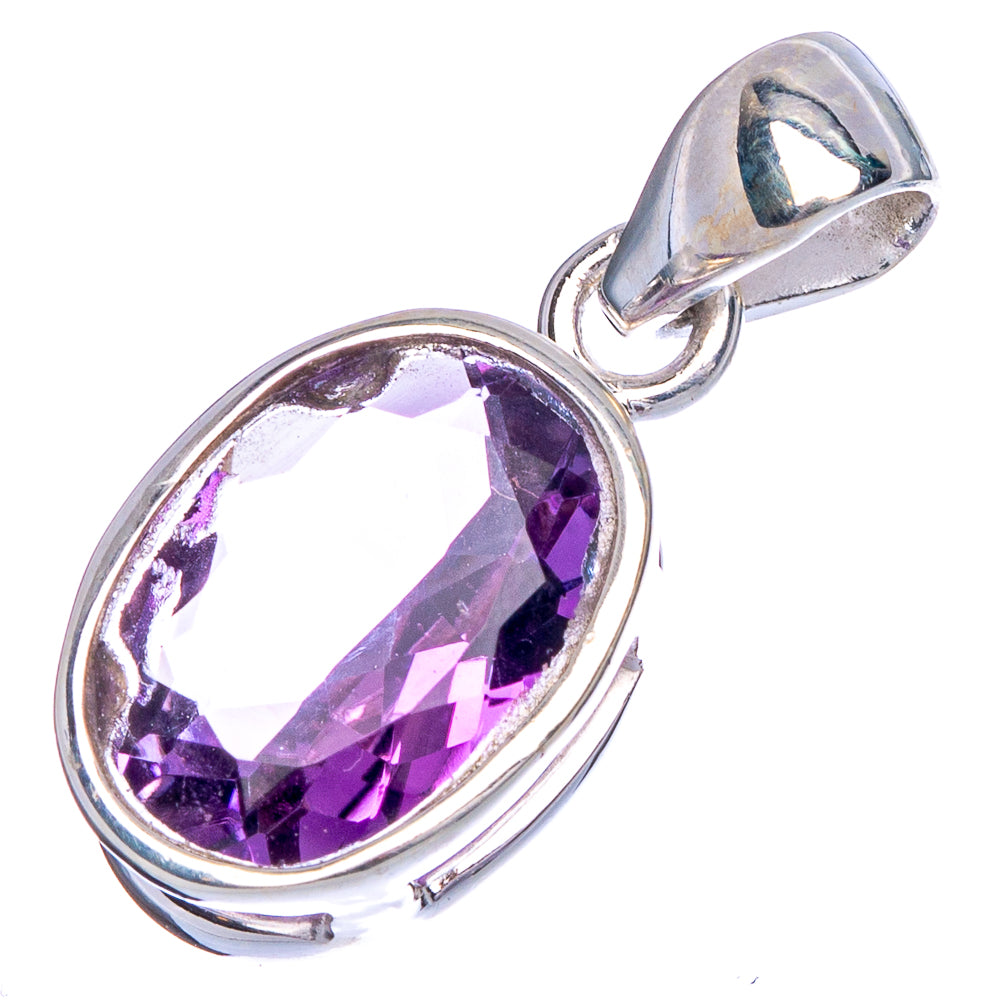 Faceted Amethyst Pendant 1 1/8" (925 Sterling Silver) P40549