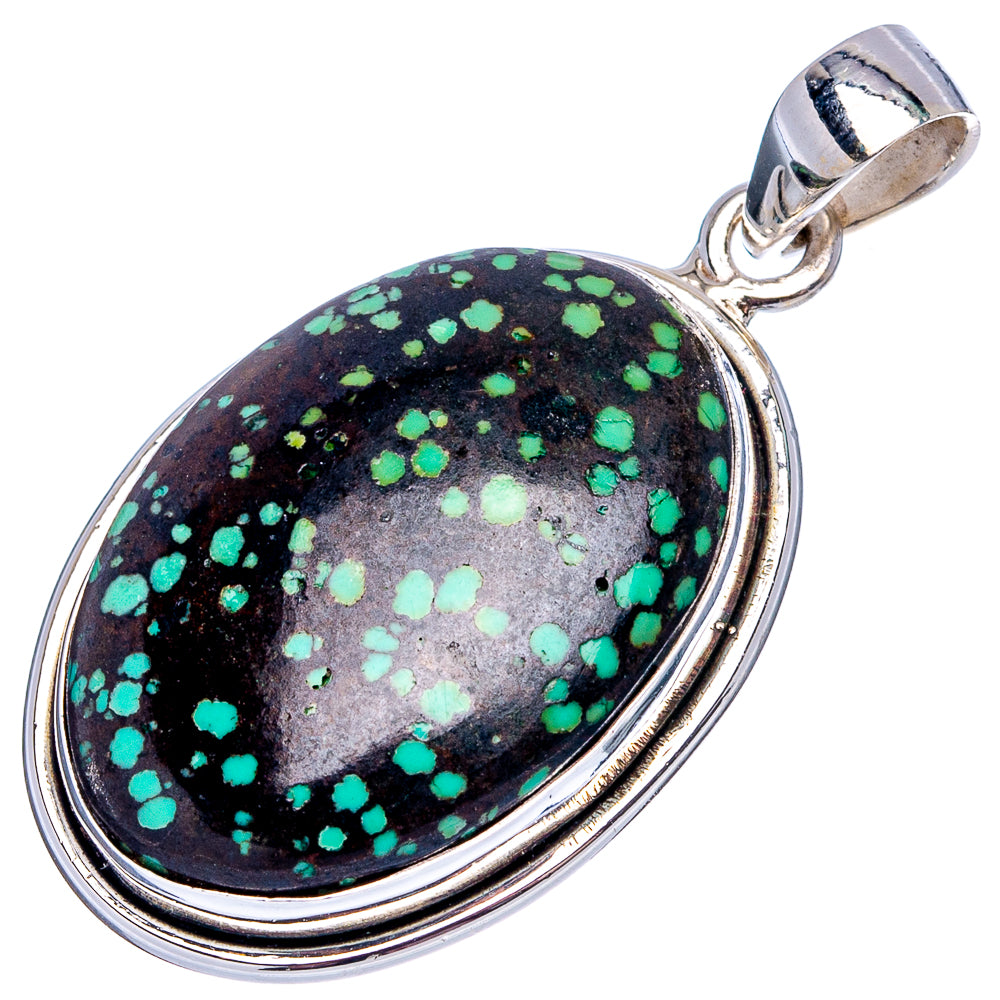 Premium Tibetan Turquoise Pendant 1 5/8" (.925 Sterling Silver)