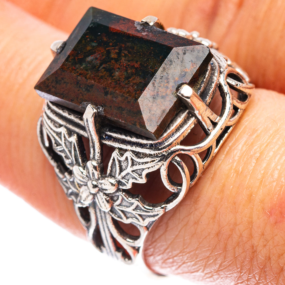 Bloodstone Filigree Style Ring Size 9 (.925 Sterling Silver)