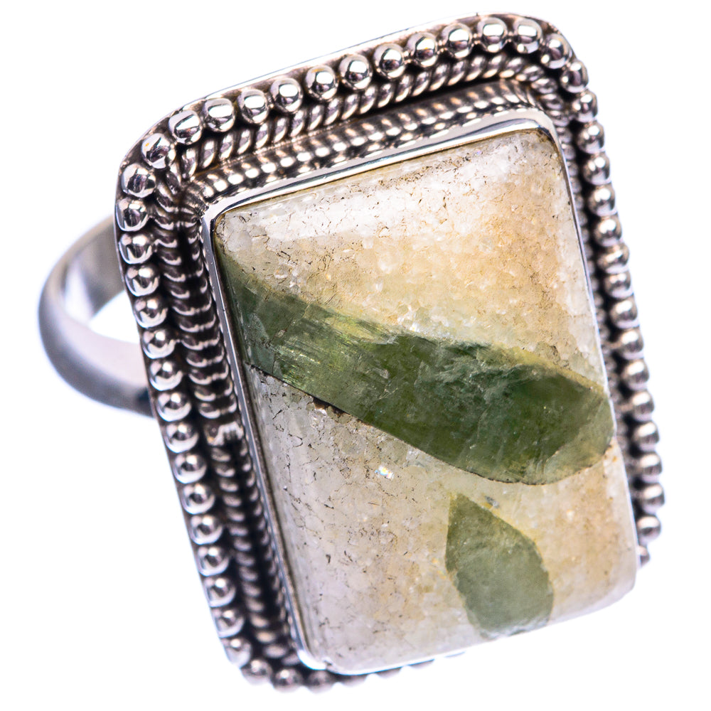 Large Green Tourmaline In Quartz Ring Size 9 (925 Sterling Silver) R142362