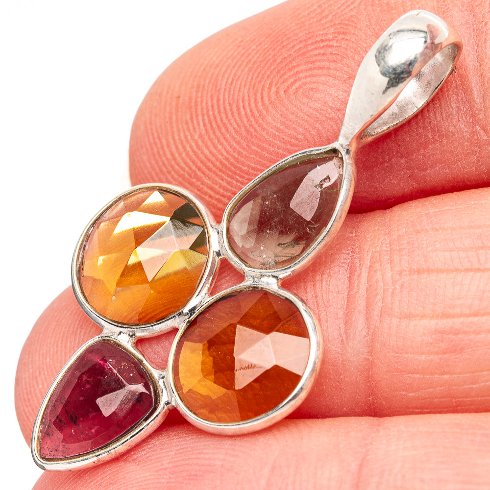 Rare Faceted Tourmaline Pendant 1 3/8" (.925 Sterling Silver)