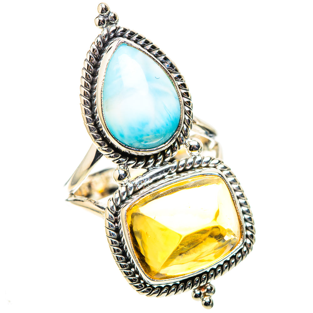 Large Larimar, Citrine Ring Size 8.75 (925 Sterling Silver) RING138622