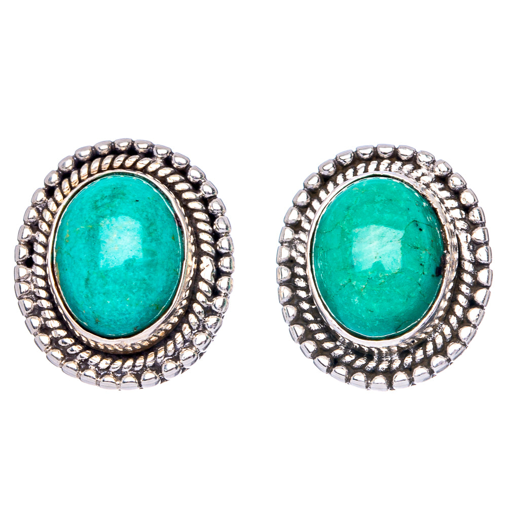 Tibetan Turquoise Earrings 5/8" (925 Sterling Silver) E1549