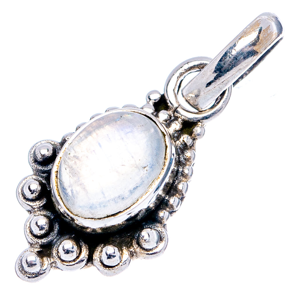 Rainbow Moonstone Dainty Pendant 1" (.925 Sterling Silver)