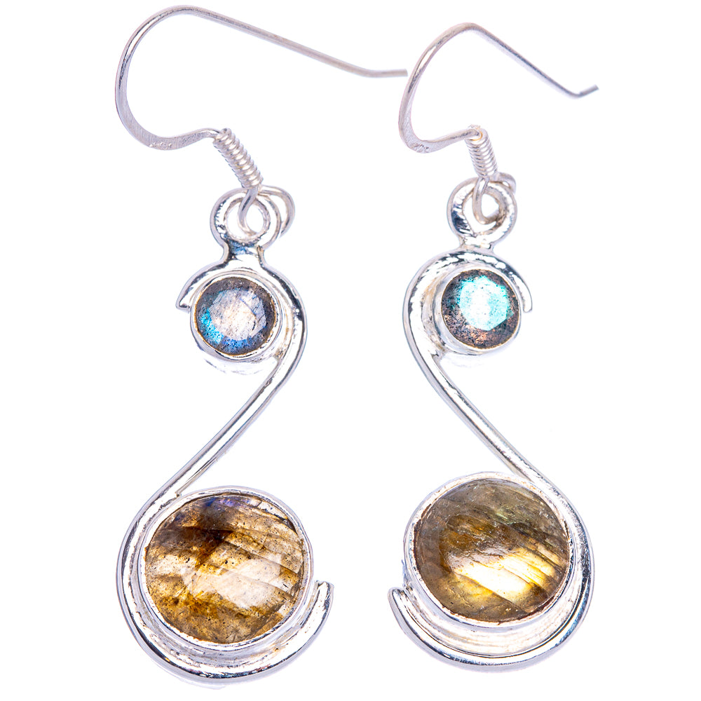 Labradorite Earrings 1 7/8" (925 Sterling Silver) E1028