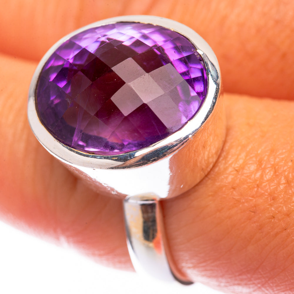 Faceted Amethyst 925 Sterling Silver Ring Size 7.5 (925 Sterling Silver) RING140294