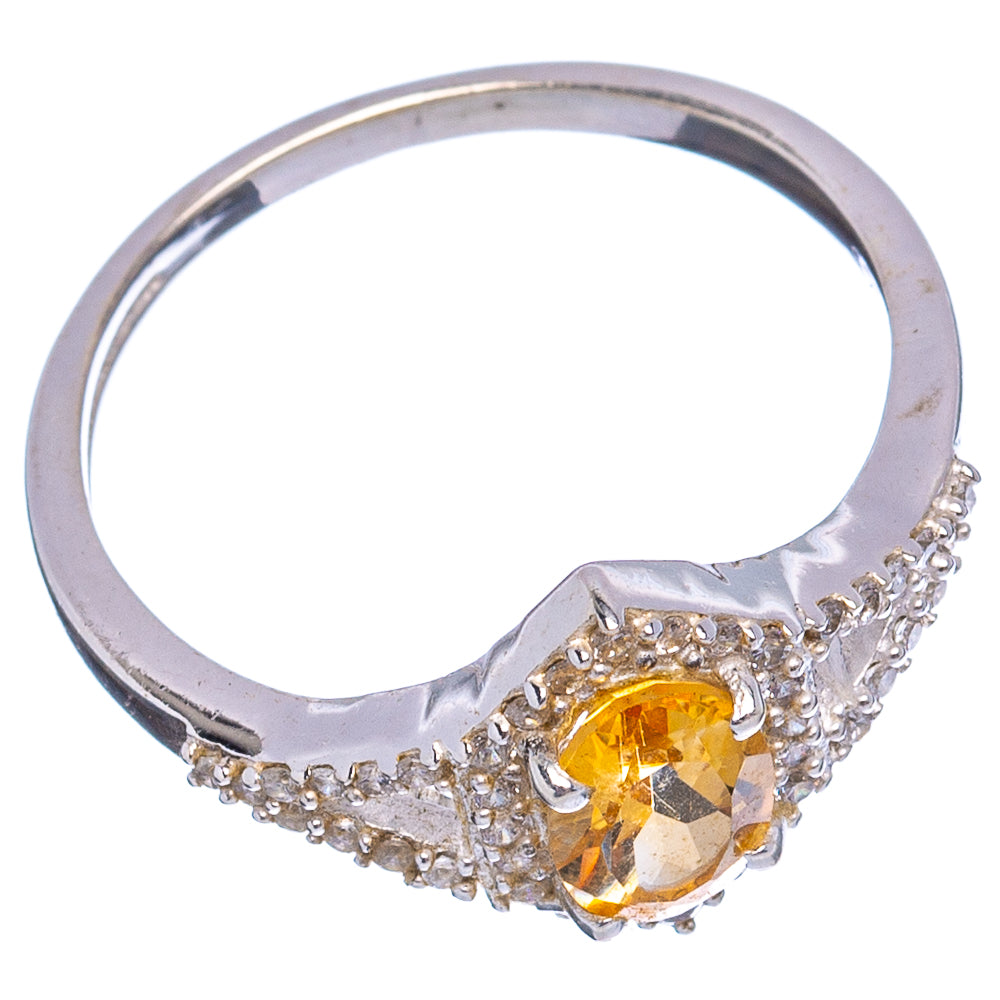 Citrine, Cubic Zirconia Ring Size 7 (.925 Sterling Silver)