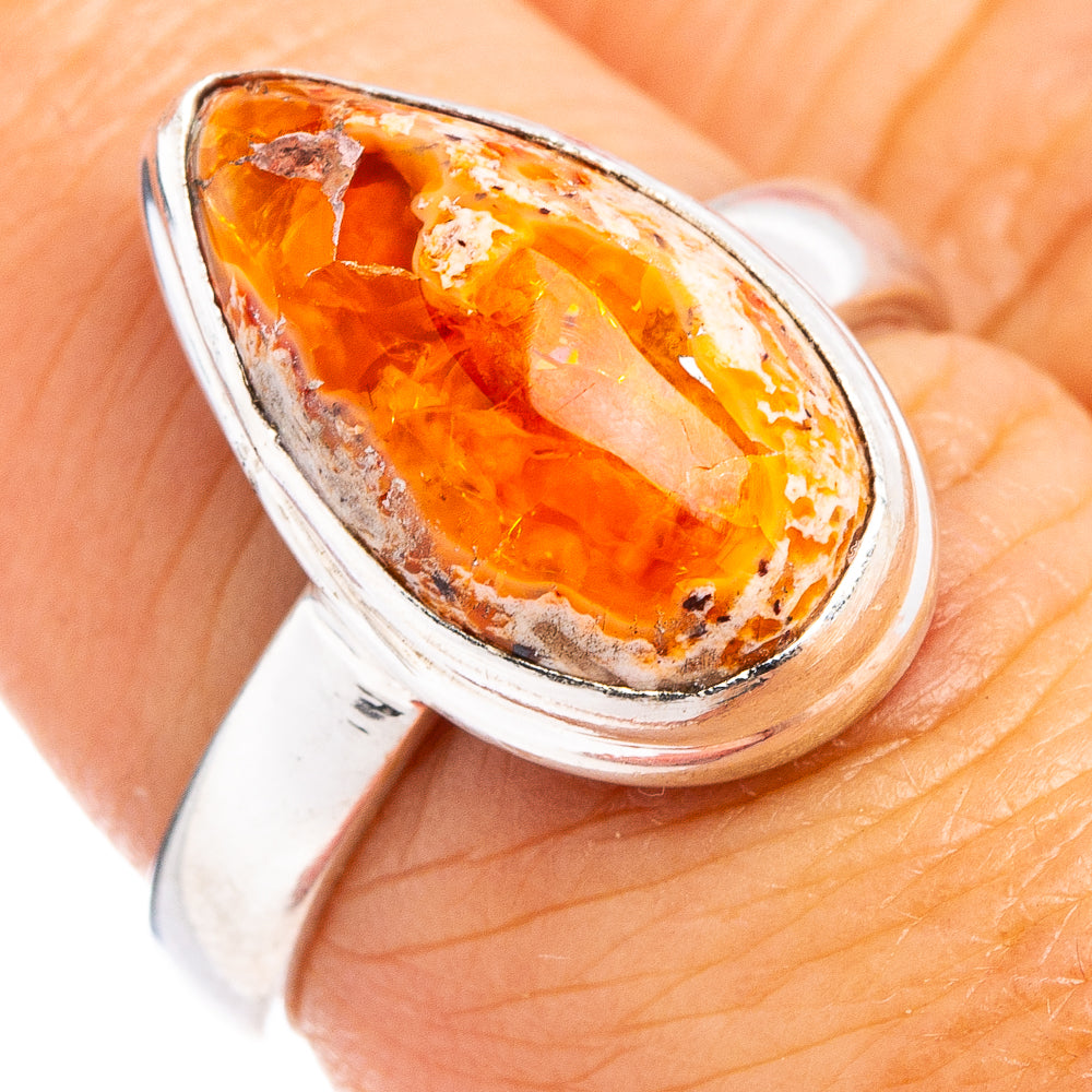 Rare Mexican Fire Opal Ring Size 6.75 (.925 Sterling Silver)