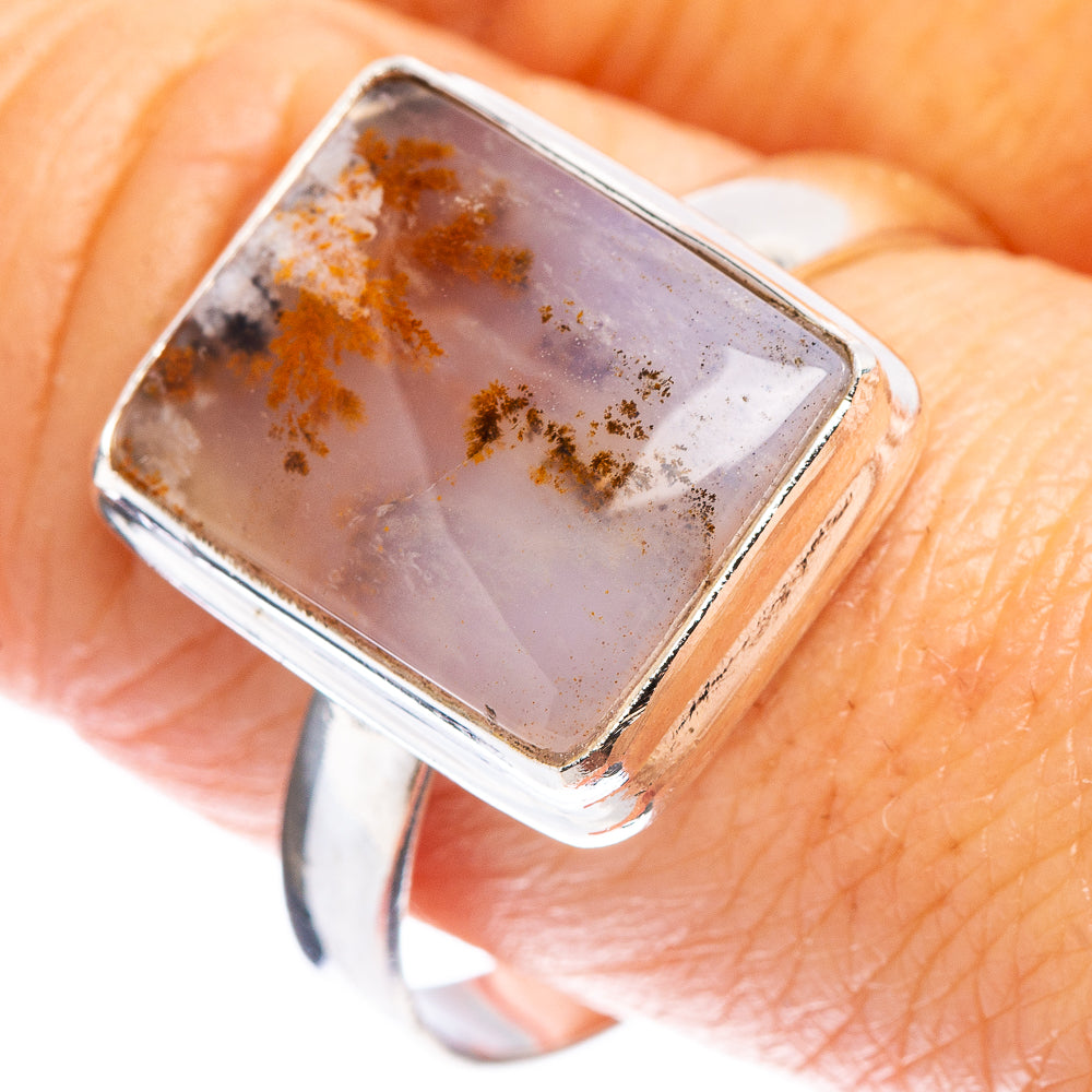 Dendritic Agate Ring Size 10.75 (.925 Sterling Silver)