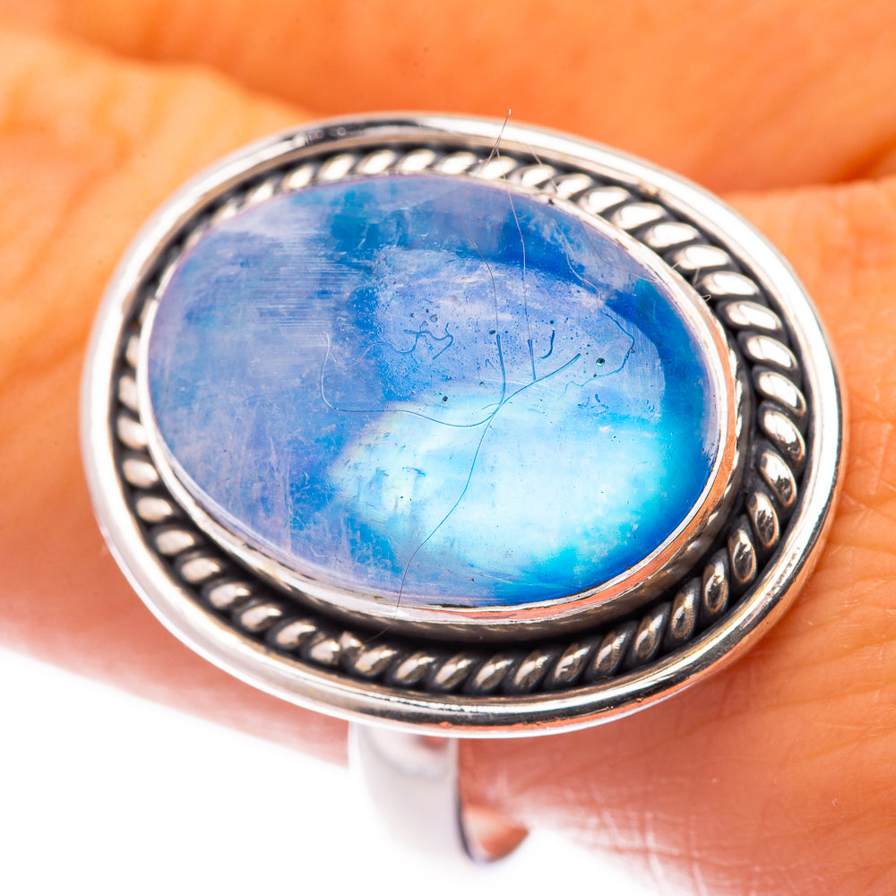 Rainbow Moonstone Ring Size 10.5 (925 Sterling Silver) R140903