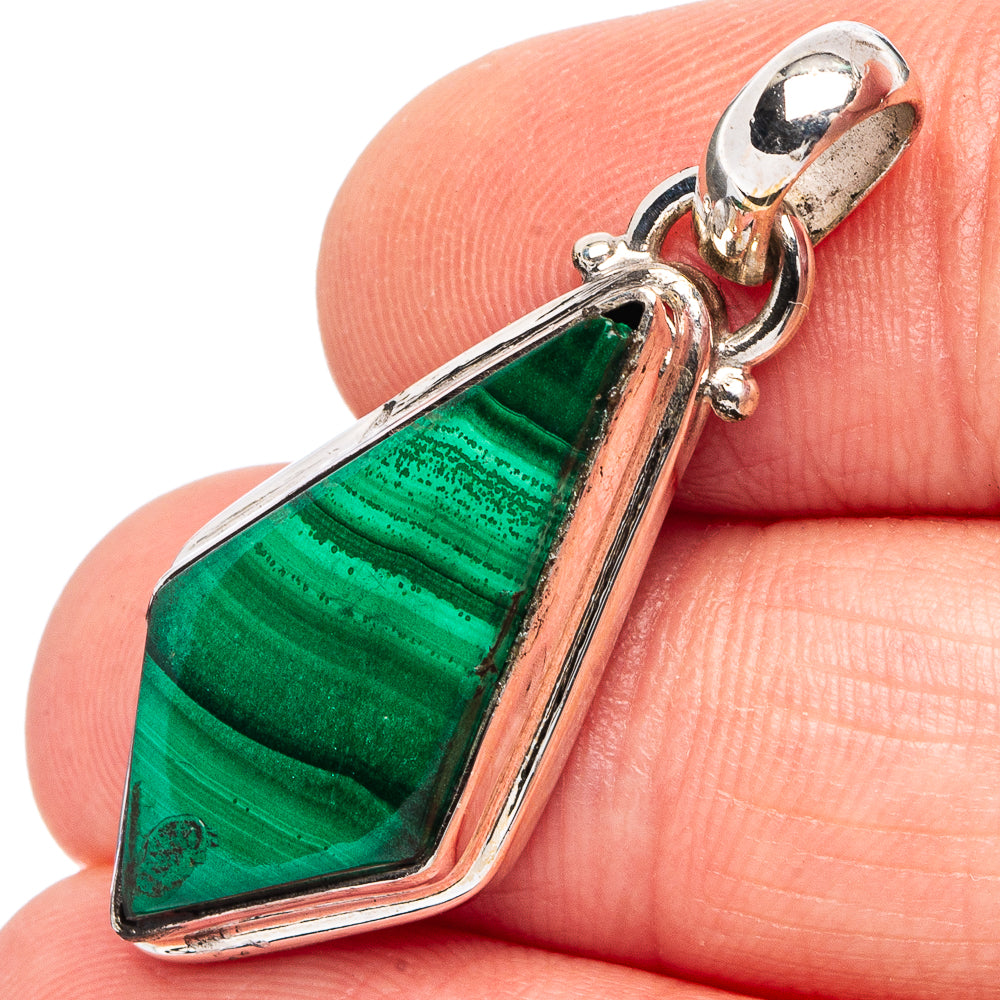 Malachite Pendant 1 3/8" (.925 Sterling Silver)