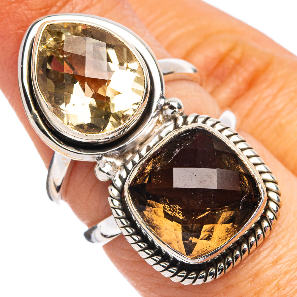 Smoky Quartz, Citrine Ring Size 7 (.925 Sterling Silver)