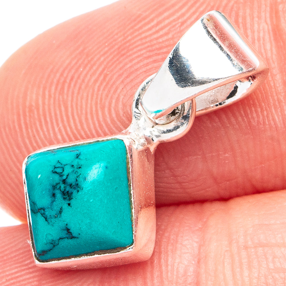 Dainty Turquoise Howlite Pendant 3/4" (925 Sterling Silver) P45347