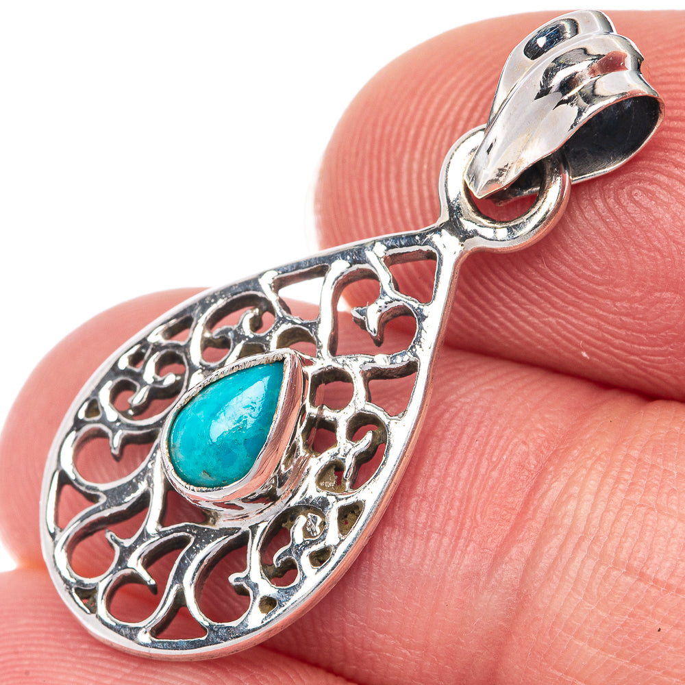 Sleeping Beauty Turquoise Dainty Pendant 1 1/4" (925 Sterling Silver) P39906