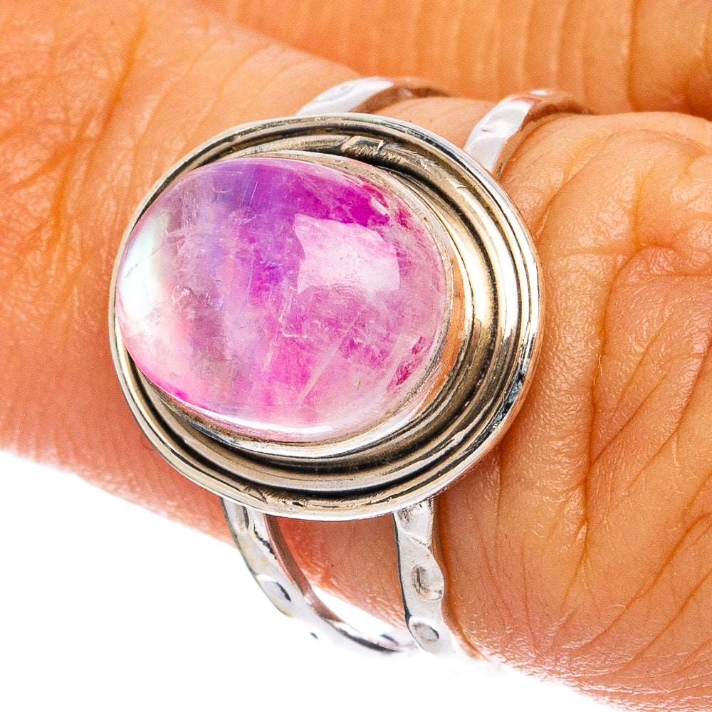 Pink Moonstone Ring Size 6.25 (925 Sterling Silver) R8215