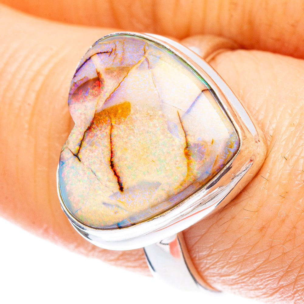 Rare Sterling Opal Heart Ring Size 8.25 (925 Sterling Silver) R2280