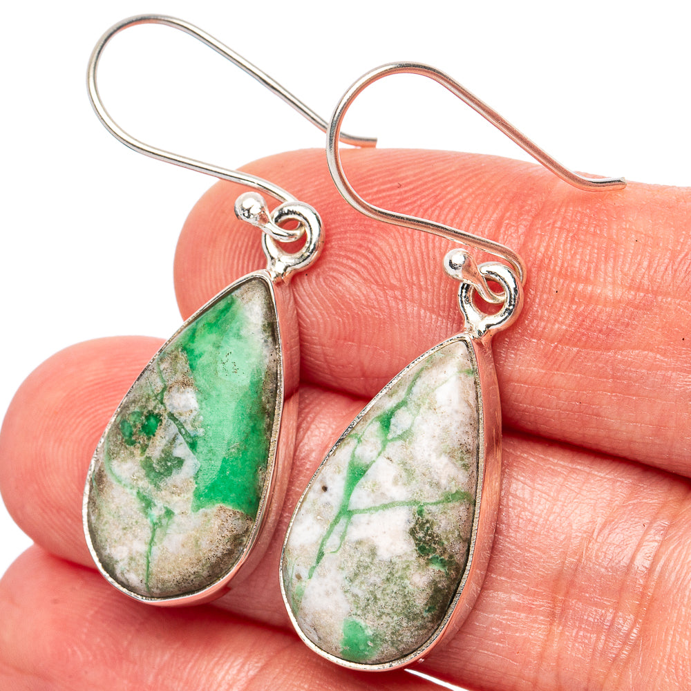 Variscite Earrings 1 5/8" (925 Sterling Silver) E2786
