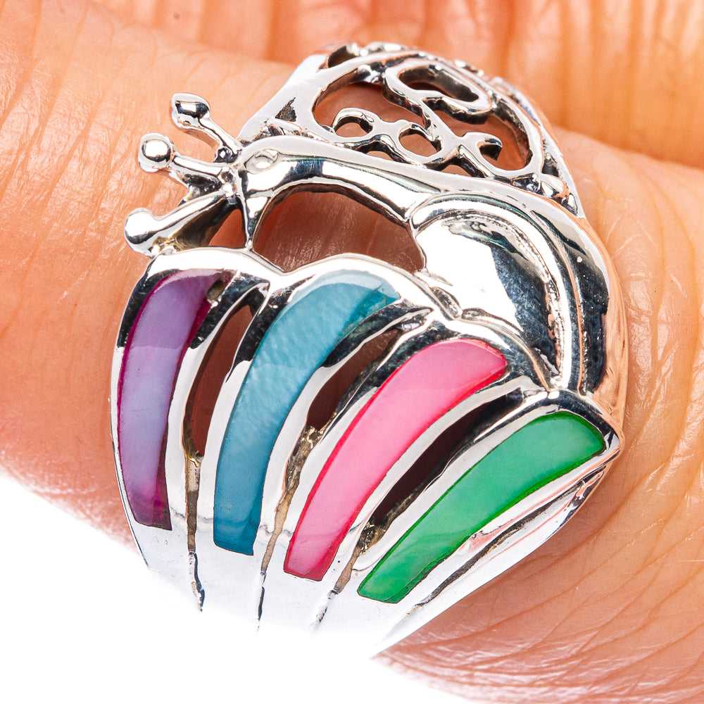 Mother Of Pearl Inlay Peacock Ring Size 6.5 (925 Sterling Silver) R2948
