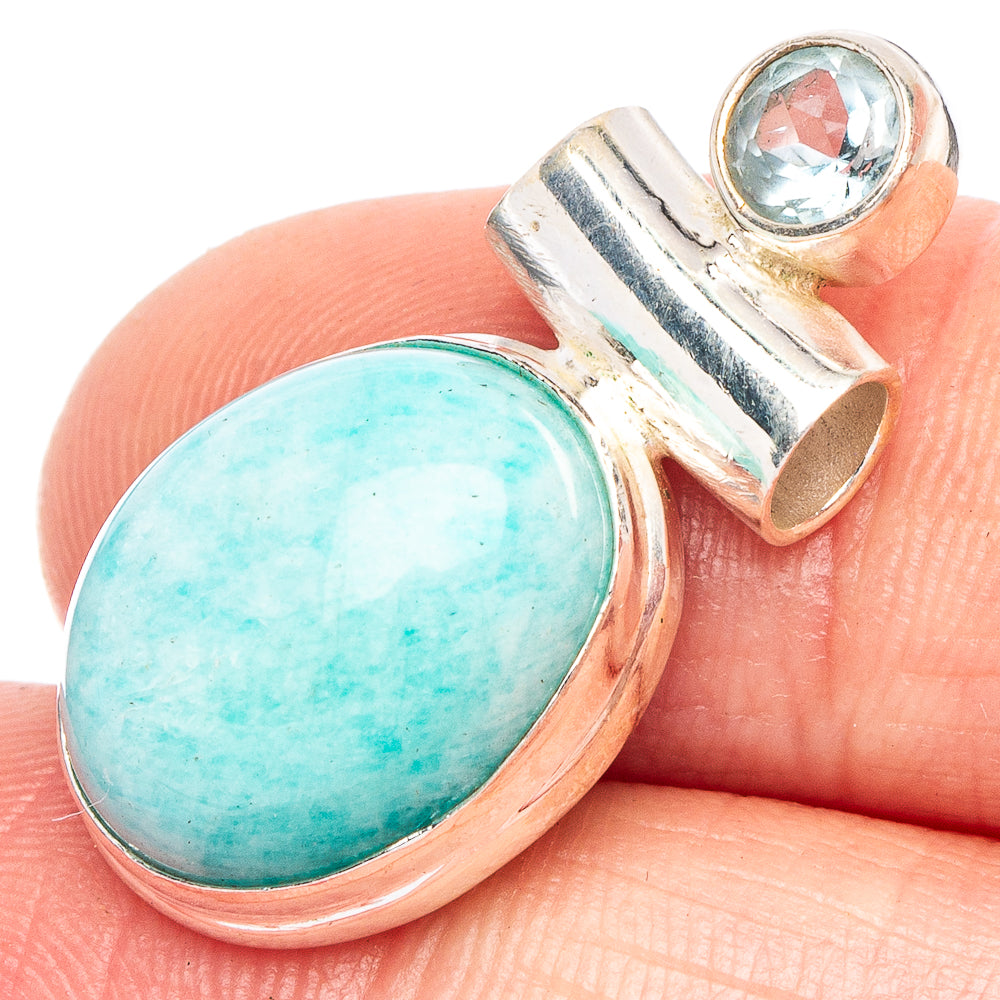 Larimar, Blue Topaz Pendant 1 1/8" (925 Sterling Silver) P43970