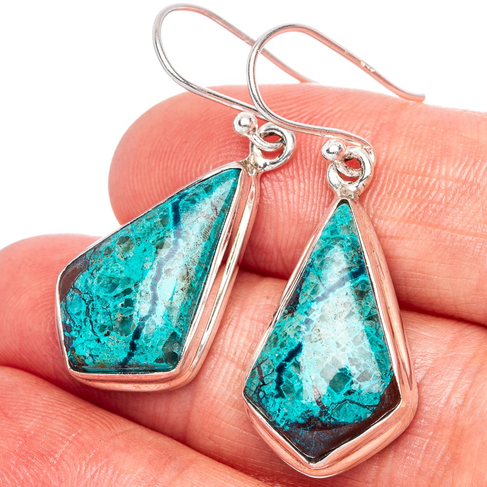 Shattuckite Earrings 1 1/2" (925 Sterling Silver) E1103