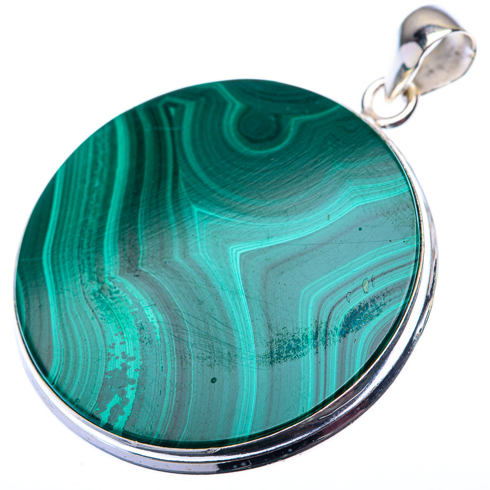 Malachite Coin Pendant 1 7/8" (925 Sterling Silver) PD38569