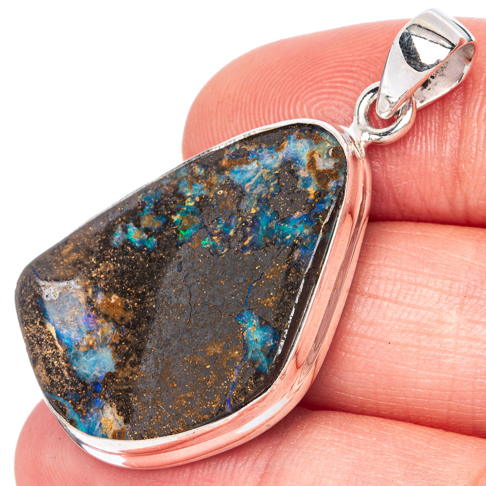 Rare Boulder Opal Pendant 1 5/8" (925 Sterling Silver) P41331
